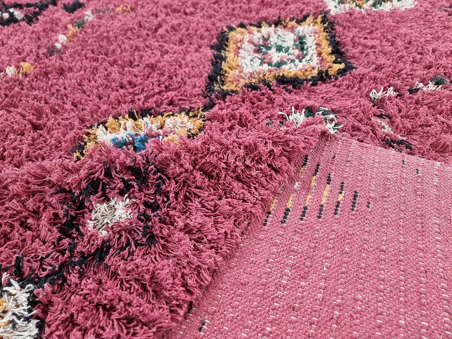 Shaggy rugs - Nyle Natural Cotton Shaggy (pink/multi)