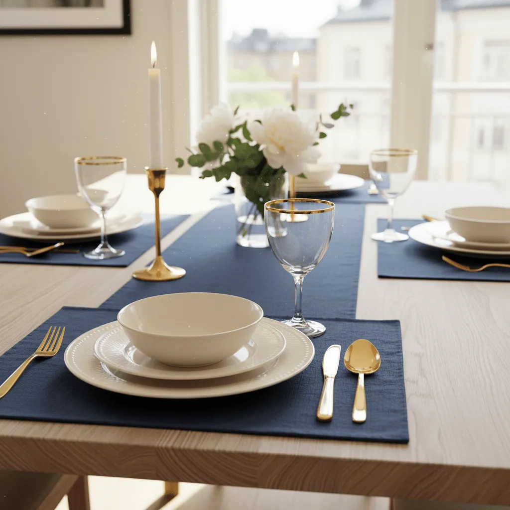 Table runner - Niva (dark blue)