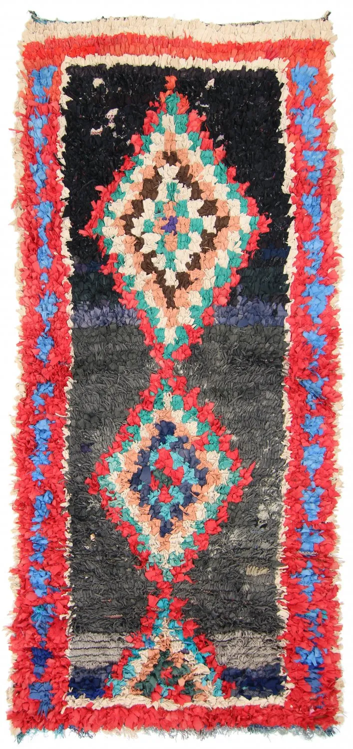 Moroccan Berber rug Boucherouite 245 x 110 cm