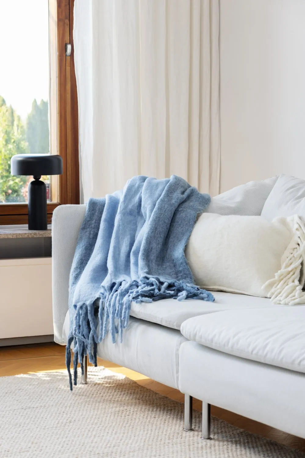 Throws - Plaid in wool mix - Carol (blue)