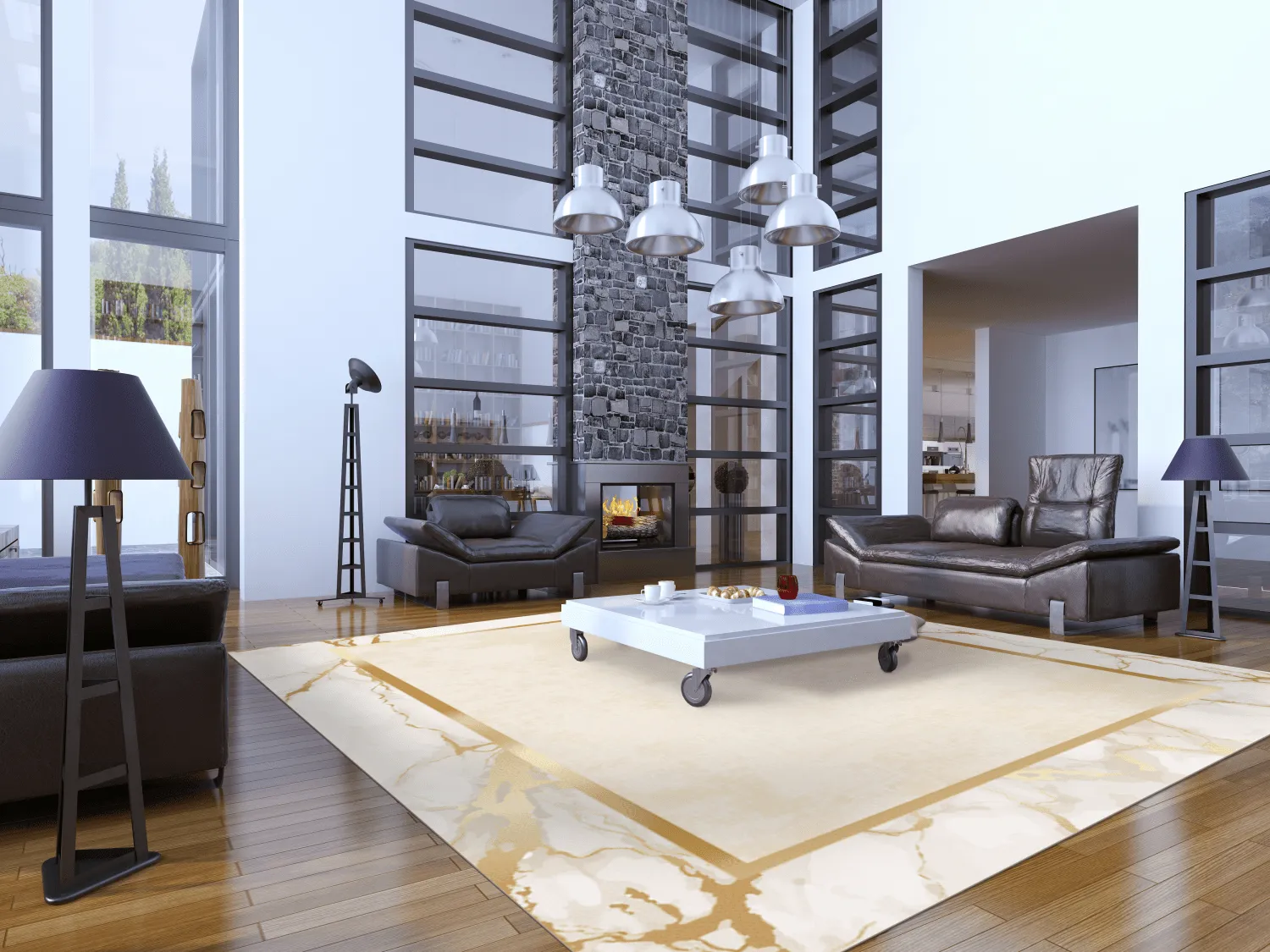 Wilton rug - Cerasia (beige/white/gold)