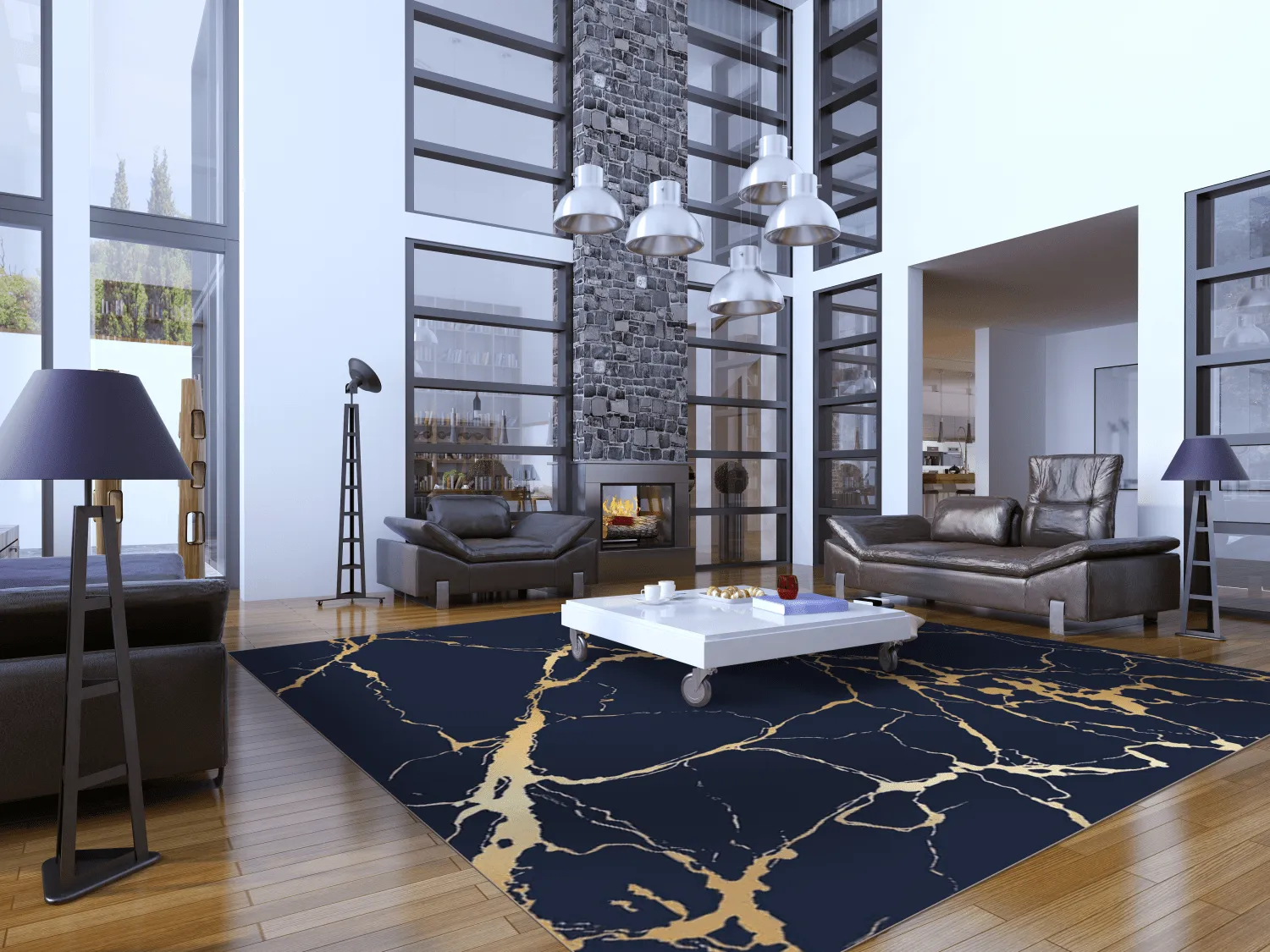 Wilton rug - Cesina (black/gold)