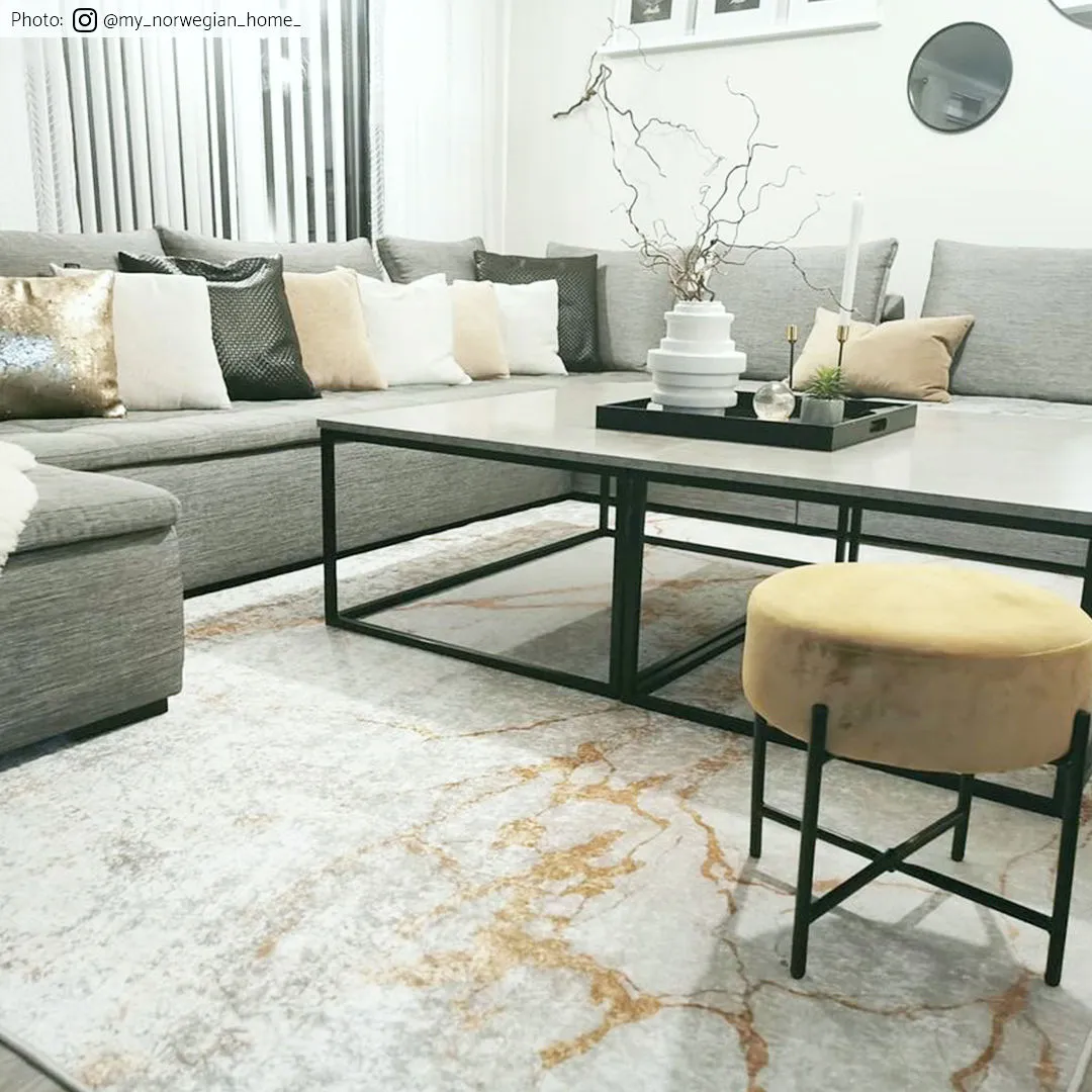 Wilton rug - Cesina (stone/white/gold)