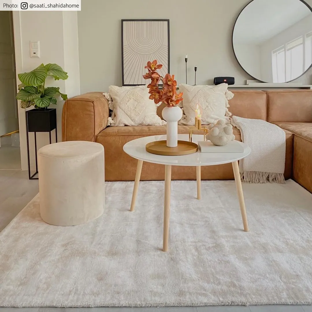 Round rug - Jodhpur Special Luxury Edition Viscose (light beige)