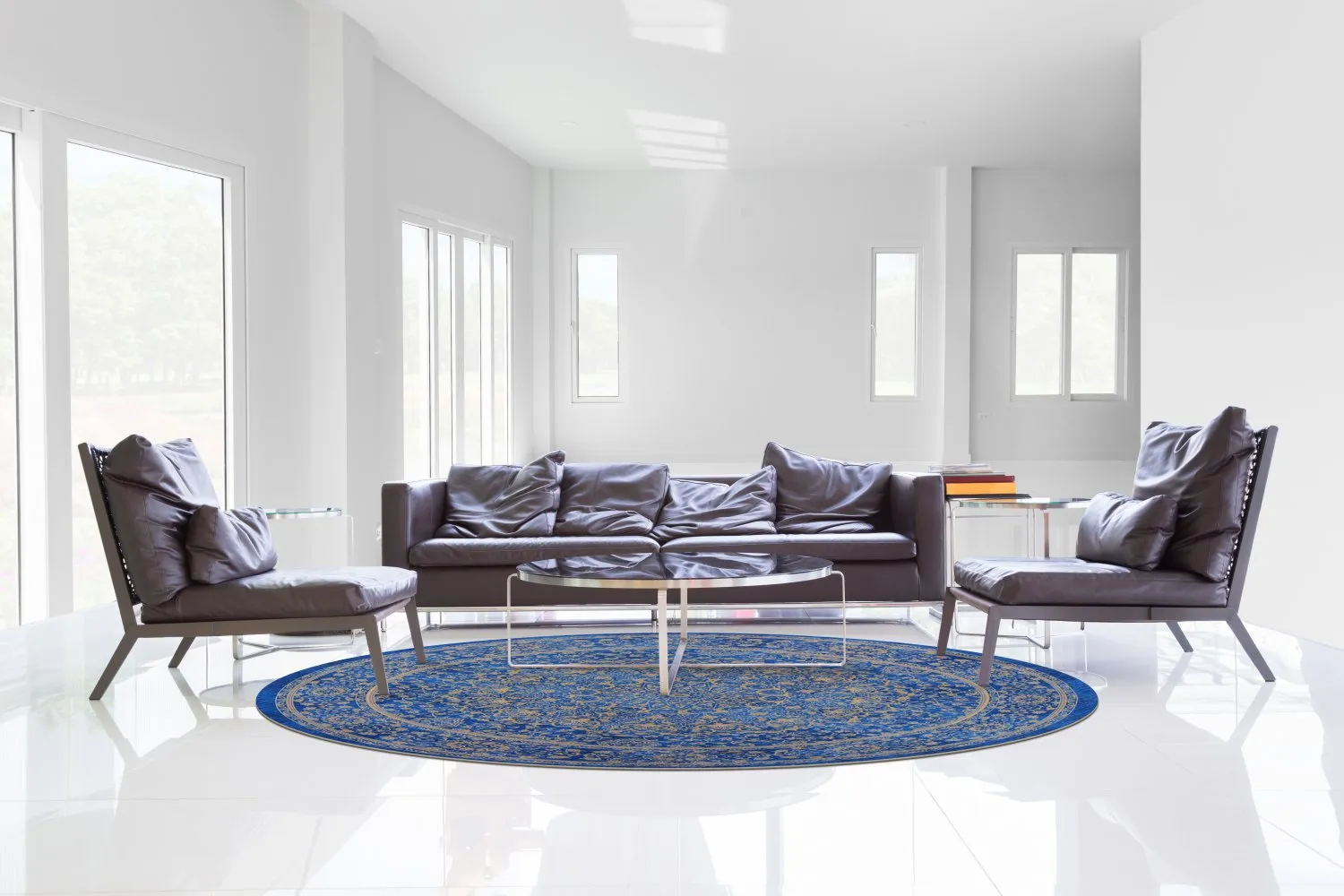 Round rug - Vinadio (blue/gold)