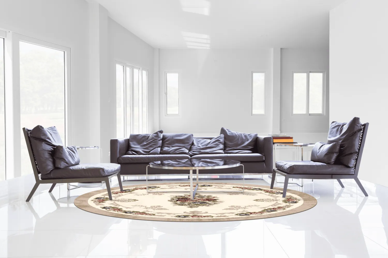 Round rug - Delpha (beige/multi)