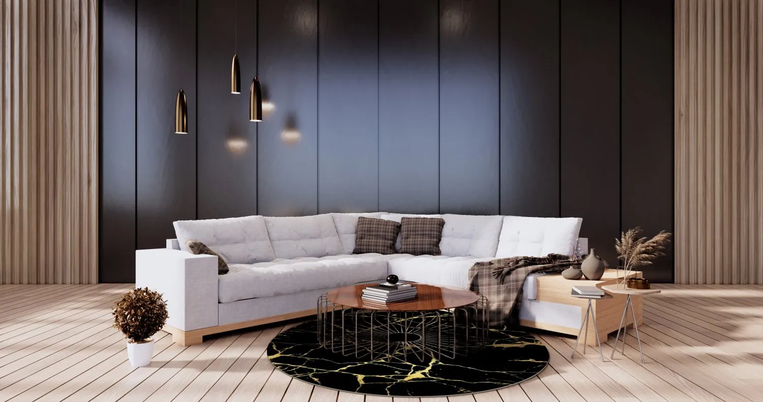 Round rug - Vieste (black/gold)