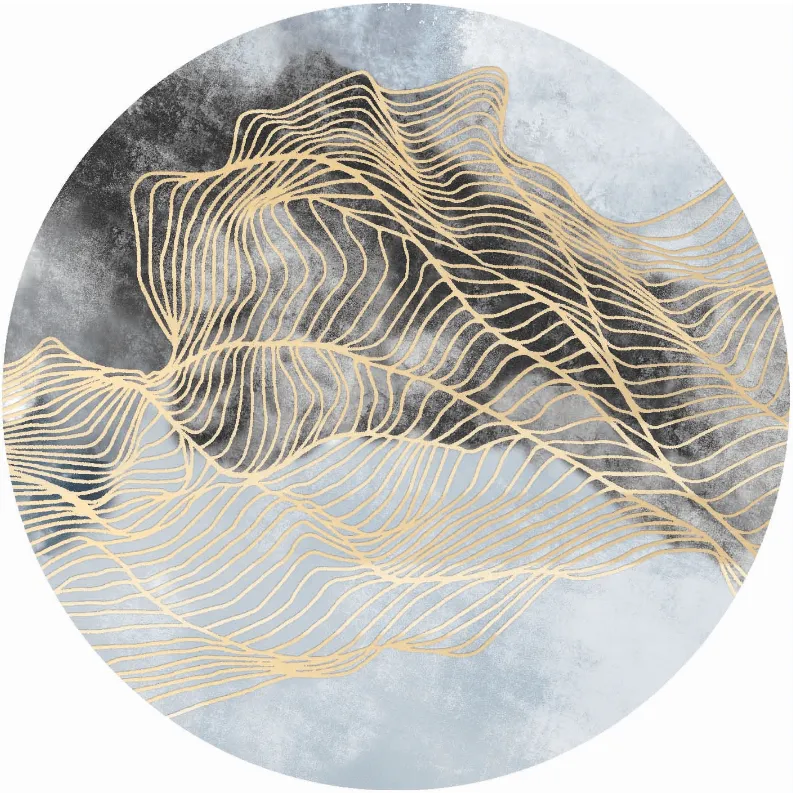Round rug - Ekual (blue/grey/gold)