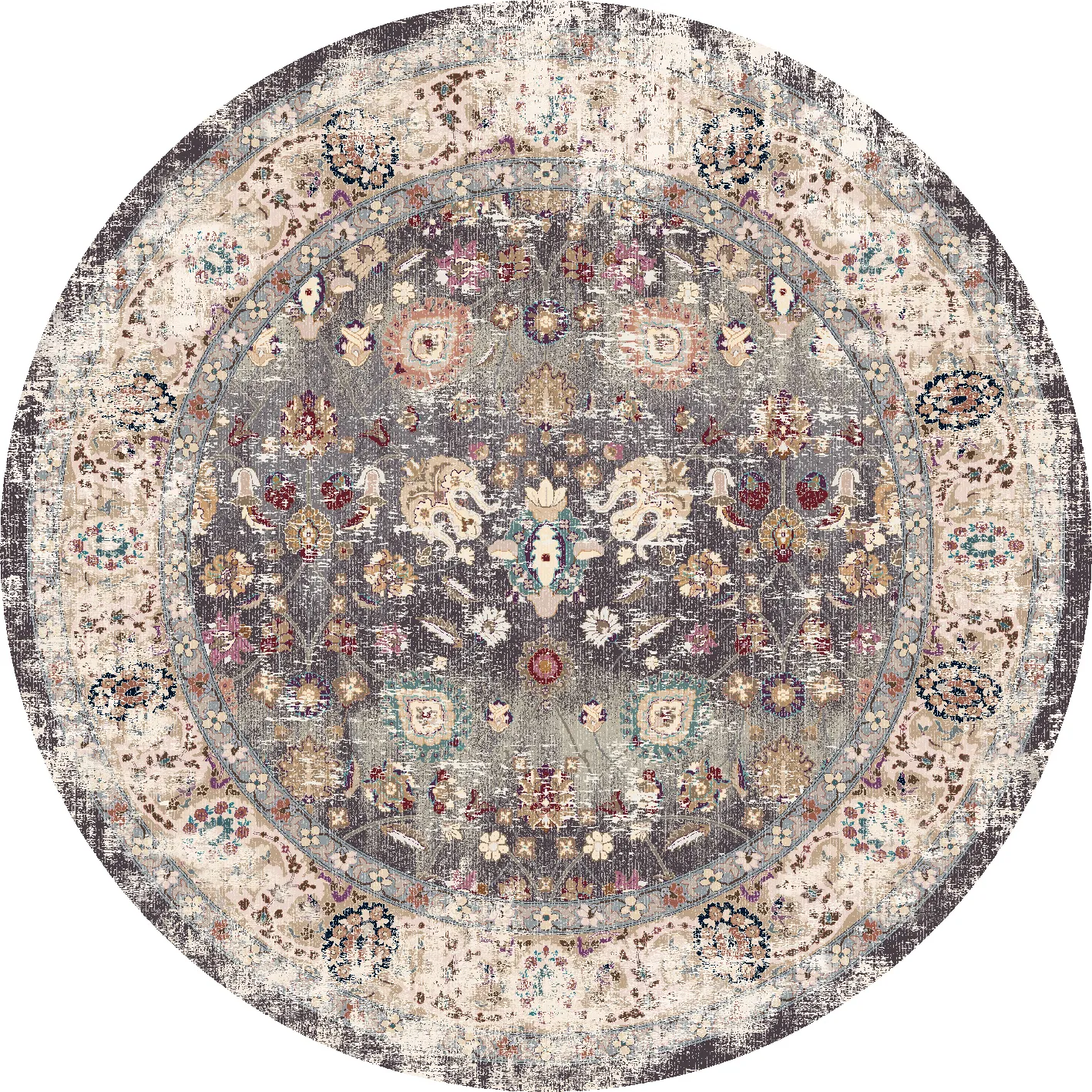 Round rug - Bouhjar (grey/multi)