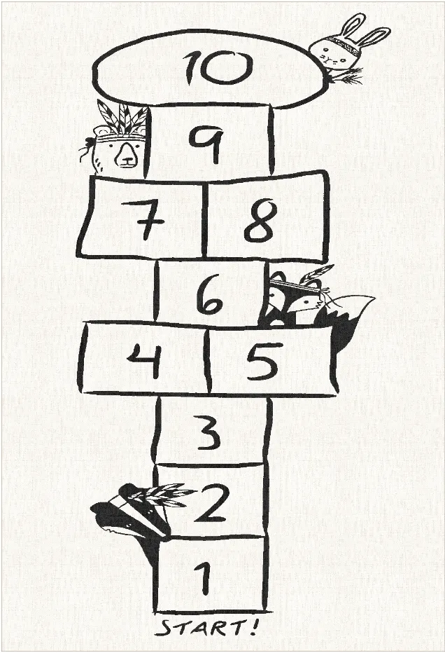 Childrens rugs - Hopscotch Animals (white)