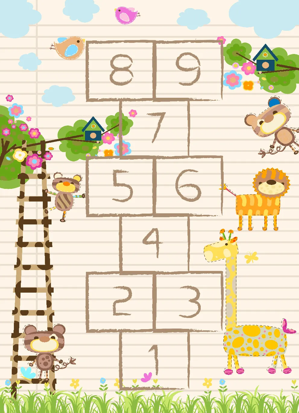 Childrens rugs - Counting Animals (multi)