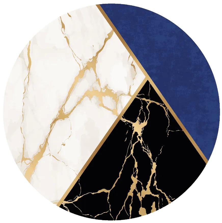 Round rug - Canelli (black/white/blue)