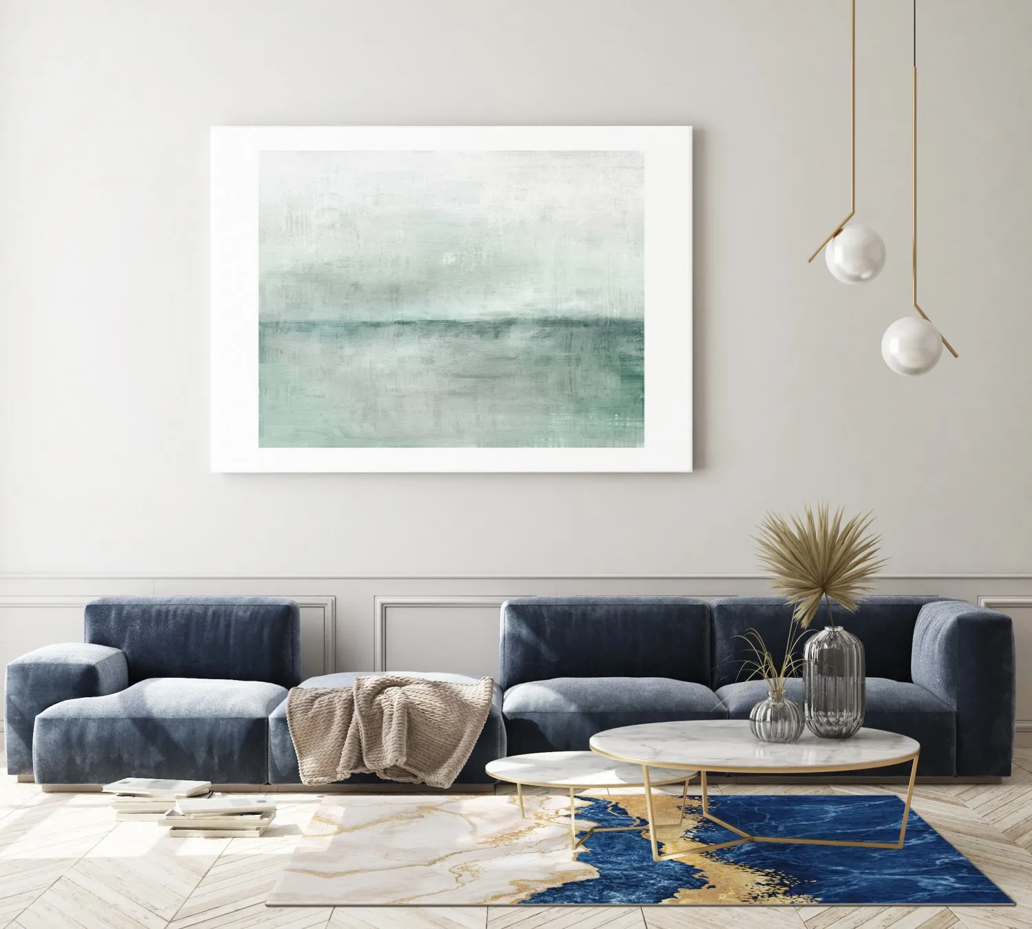 Wilton rug - Padova (blue/white/gold)