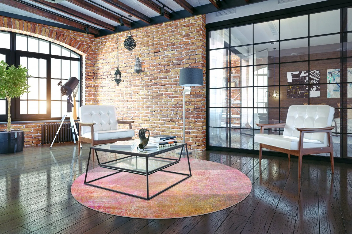 Round rug - Cicoria (pink/purple)