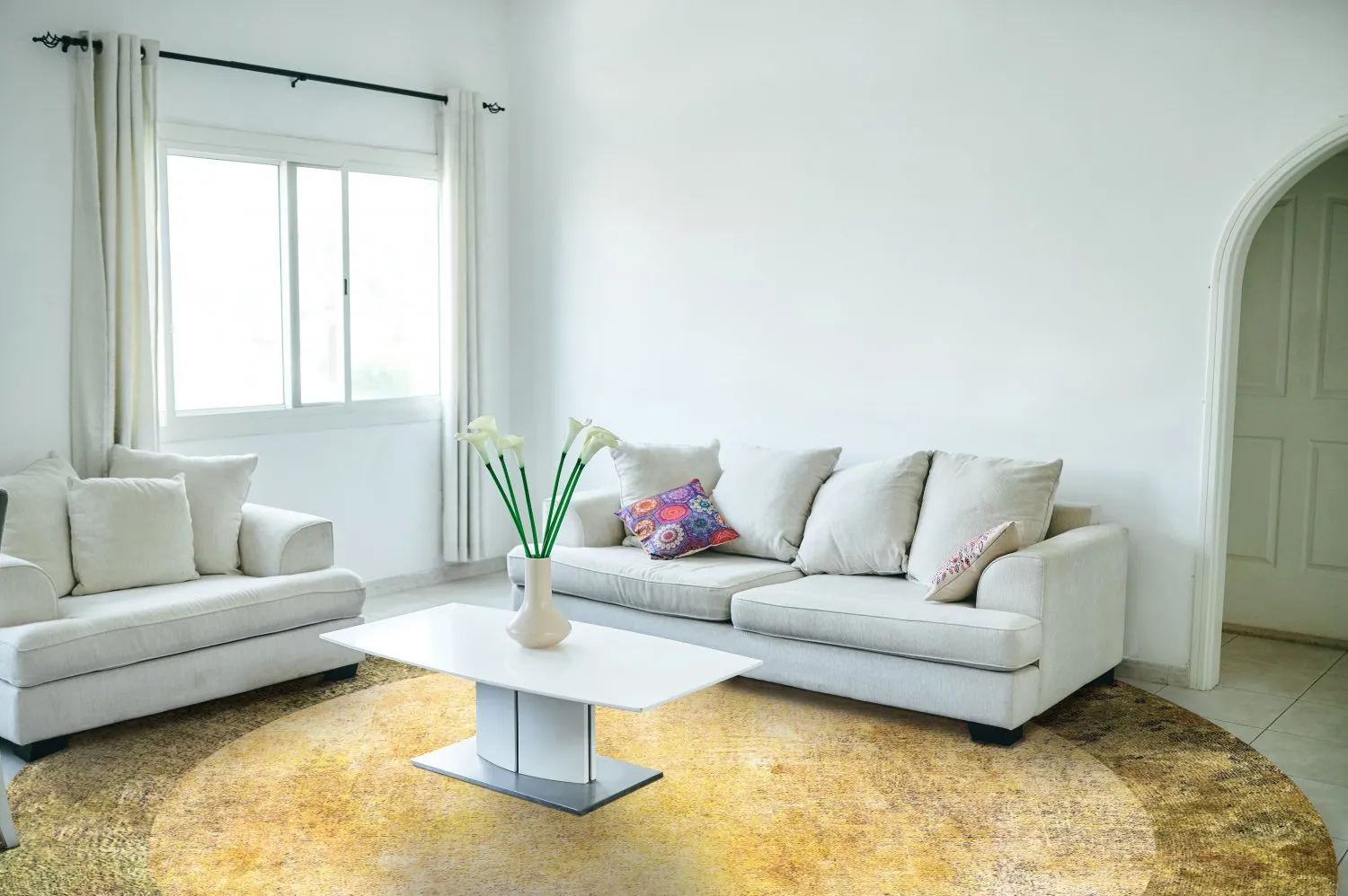 Round rug - Campana (beige/yellow)