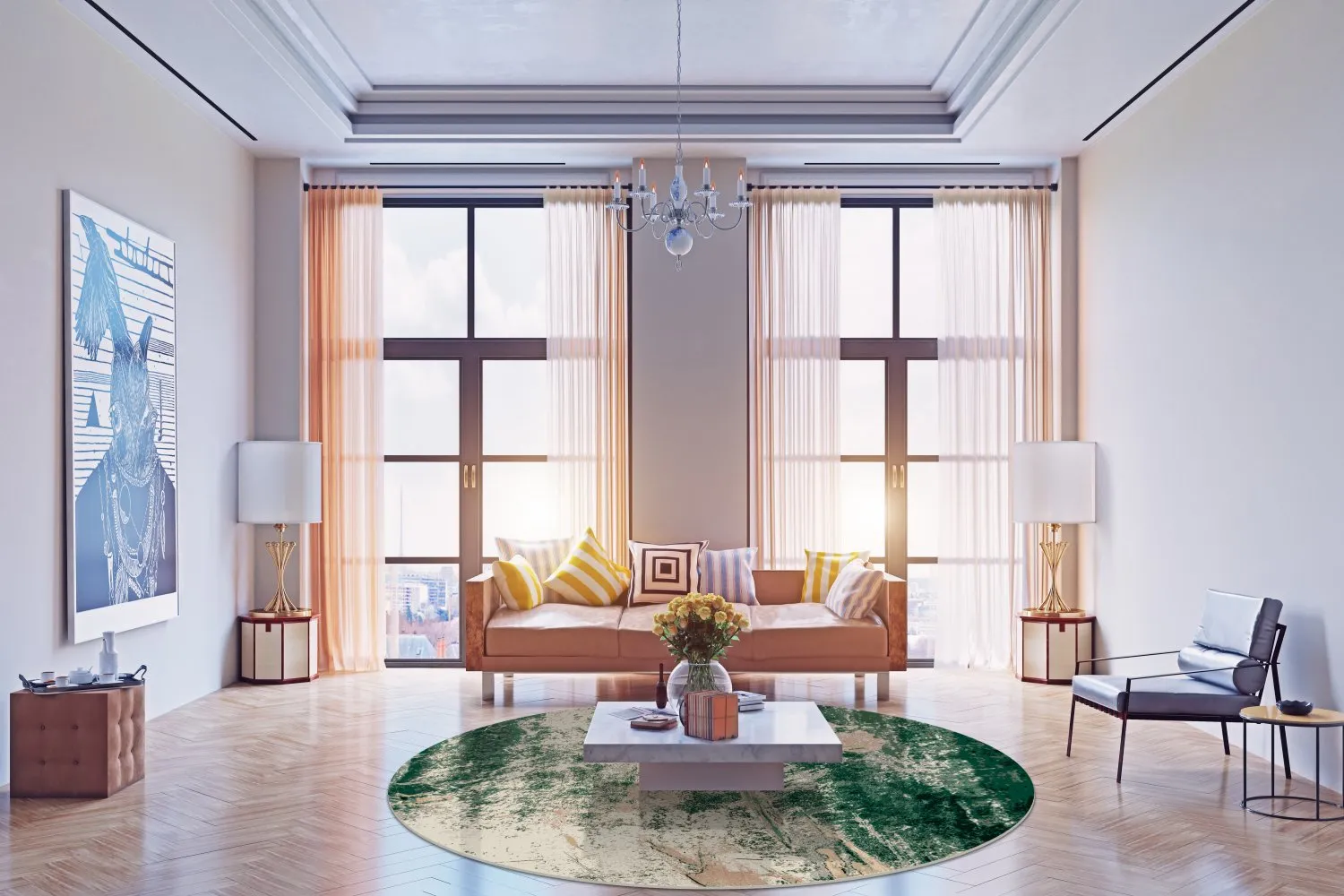 Round rug - Tamalous (beige/green)