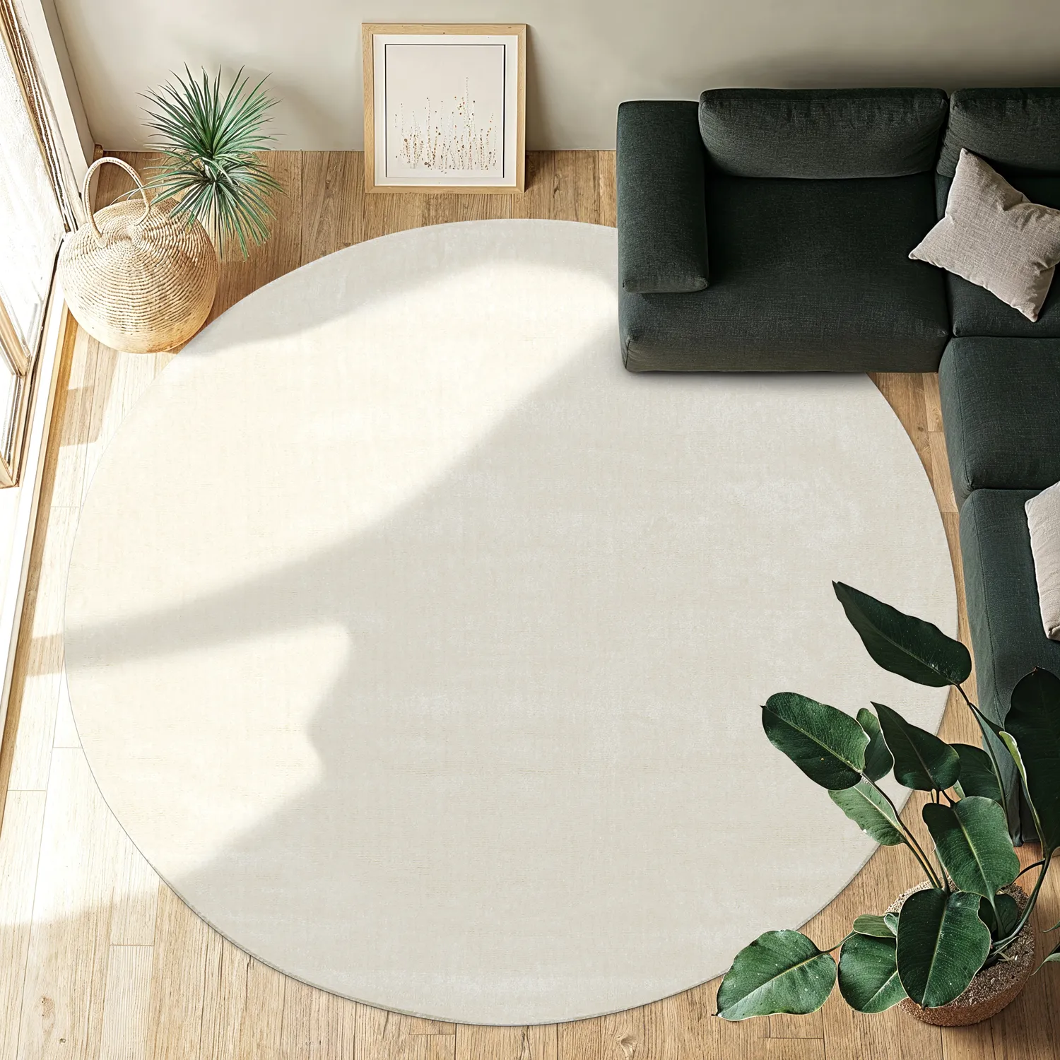 Round rug - Recycled PET with viscose look (offwhite)