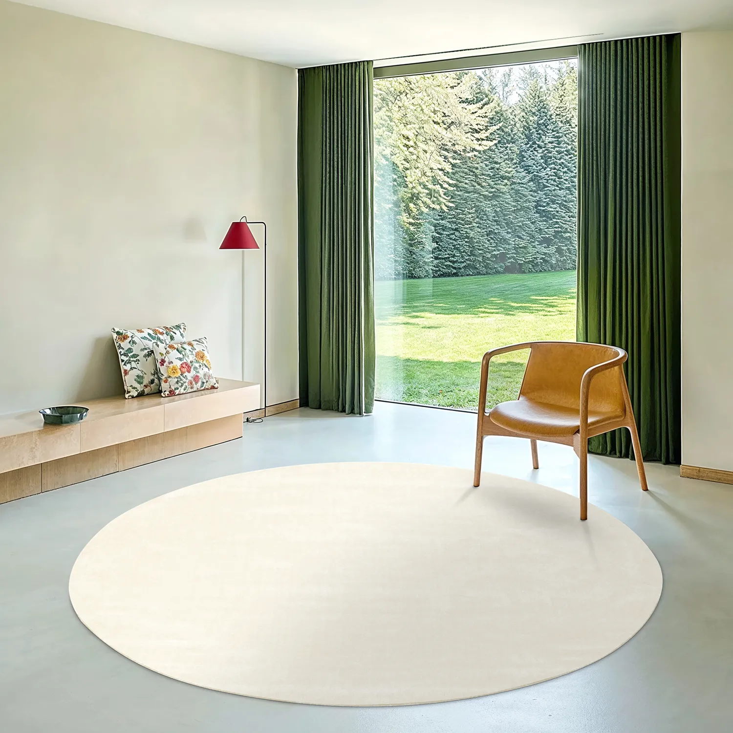 Round rug - Recycled PET with viscose look (offwhite)