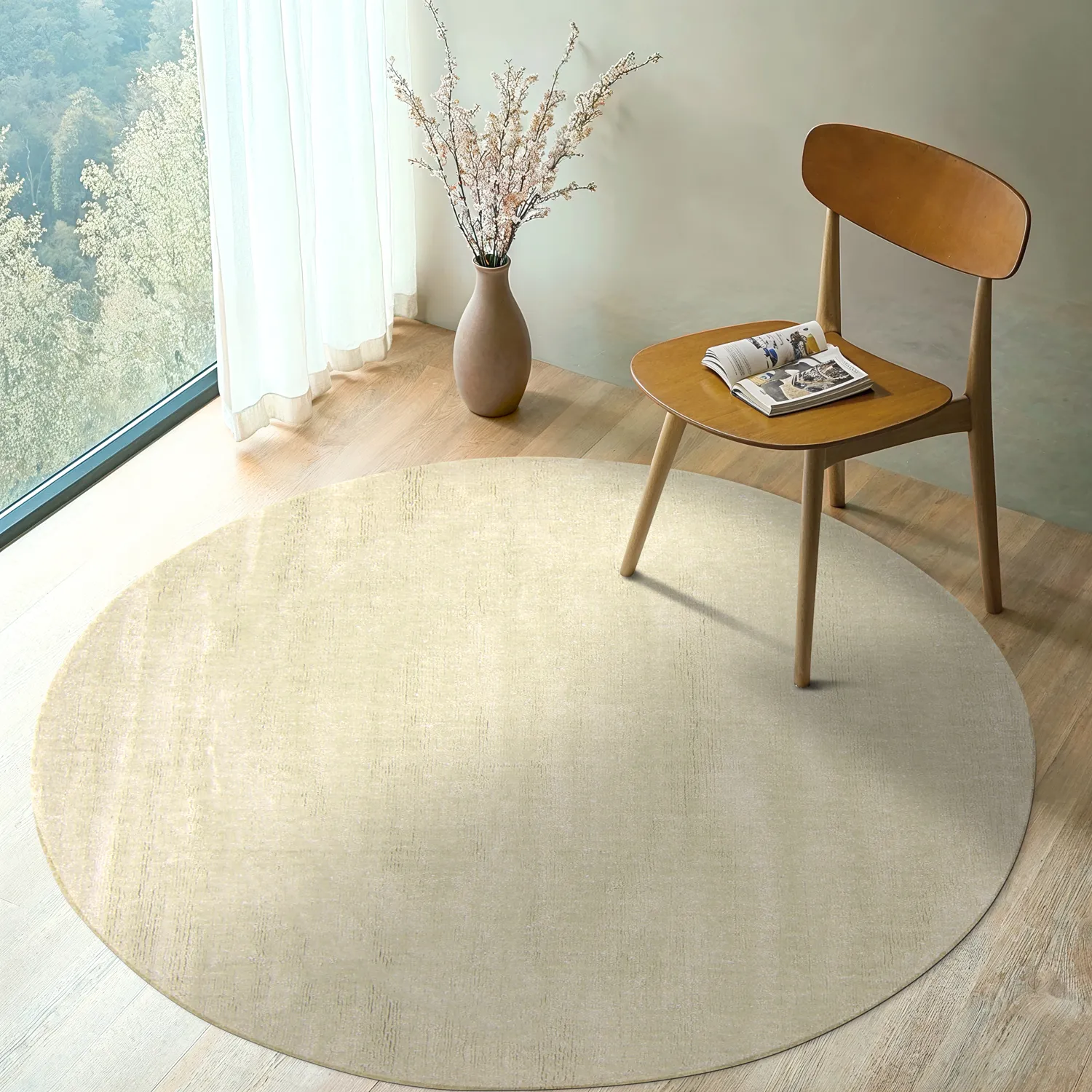 Round rug - Recycled PET with viscose look (mint)
