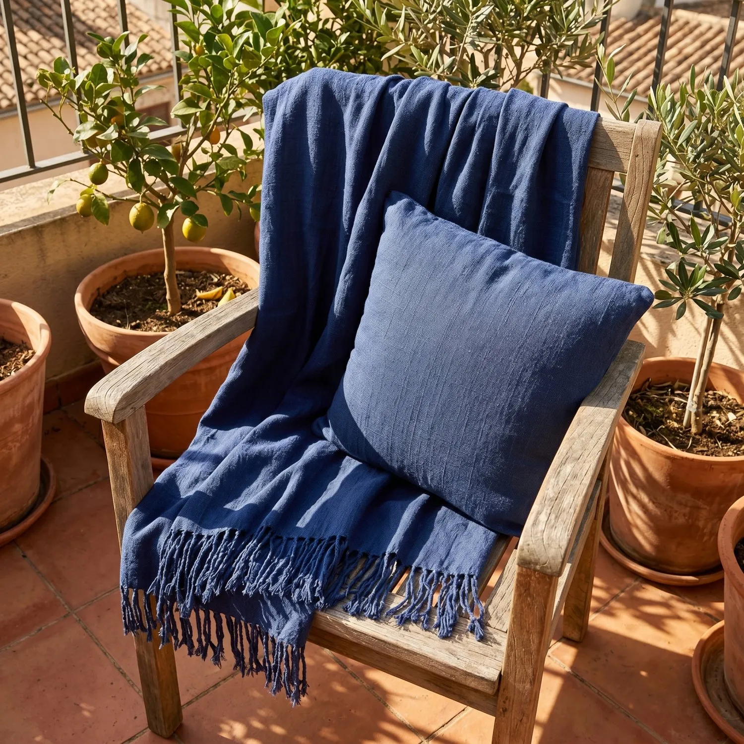 Throws - Veya cotton throw (navy)