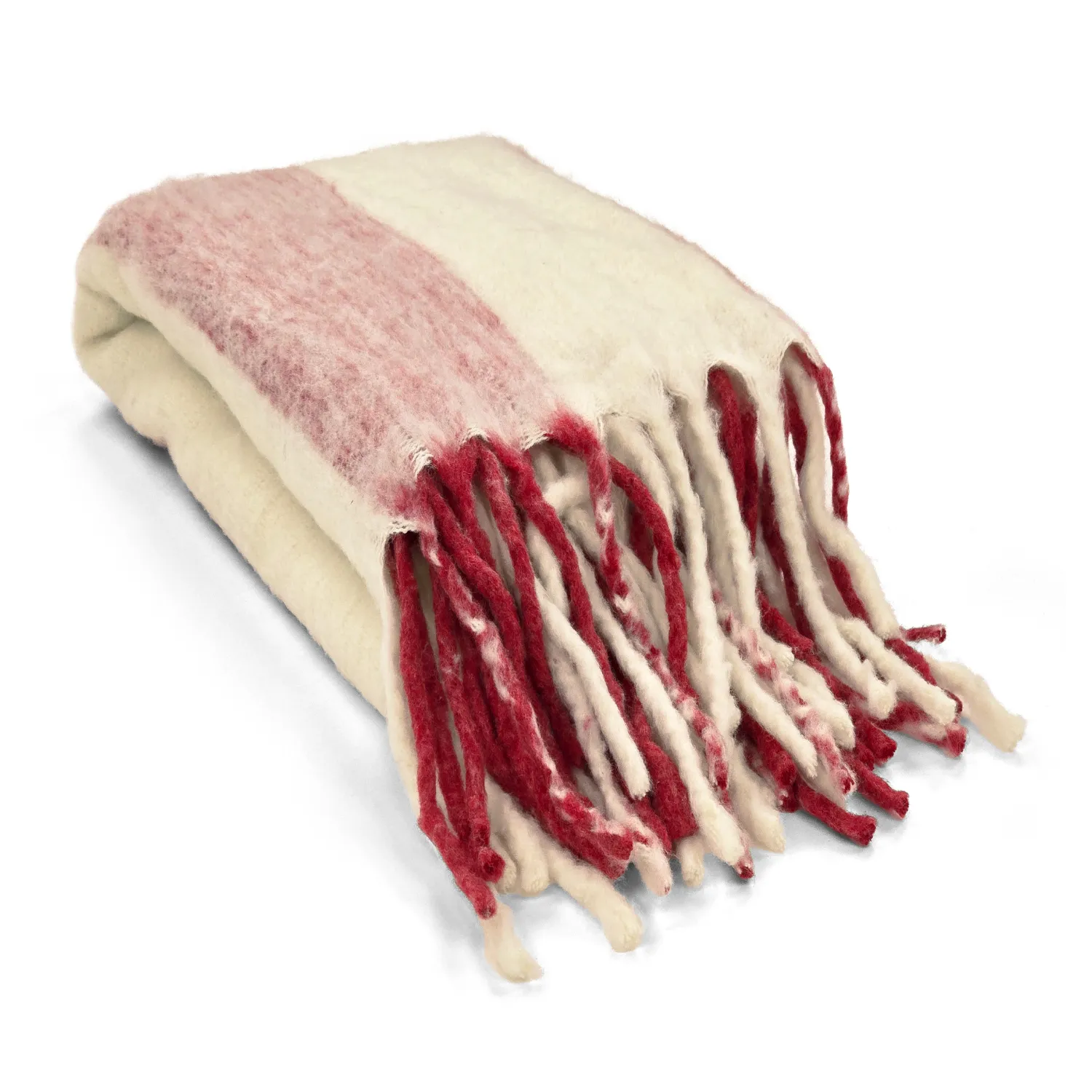 Throws - Wool blend throw - Beatriz Stripe (red/white)