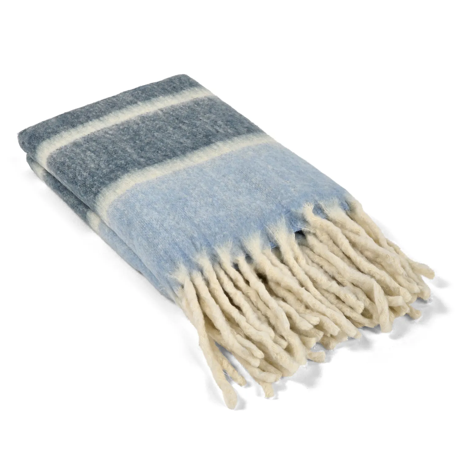 Throws - Plaid in wool mix - Charlotte (blue)
