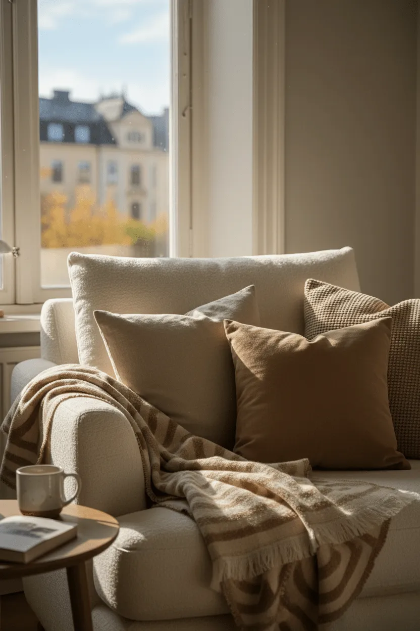 Throws - Wool blend throw - Melody (brown/beige)