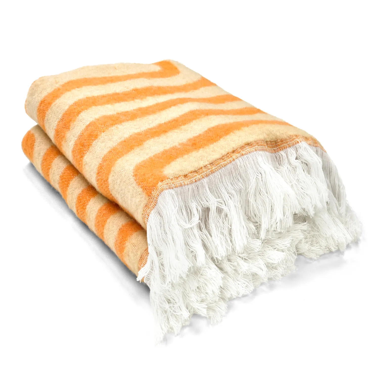 Throws - Wool blend throw - Melody (beige/orange)