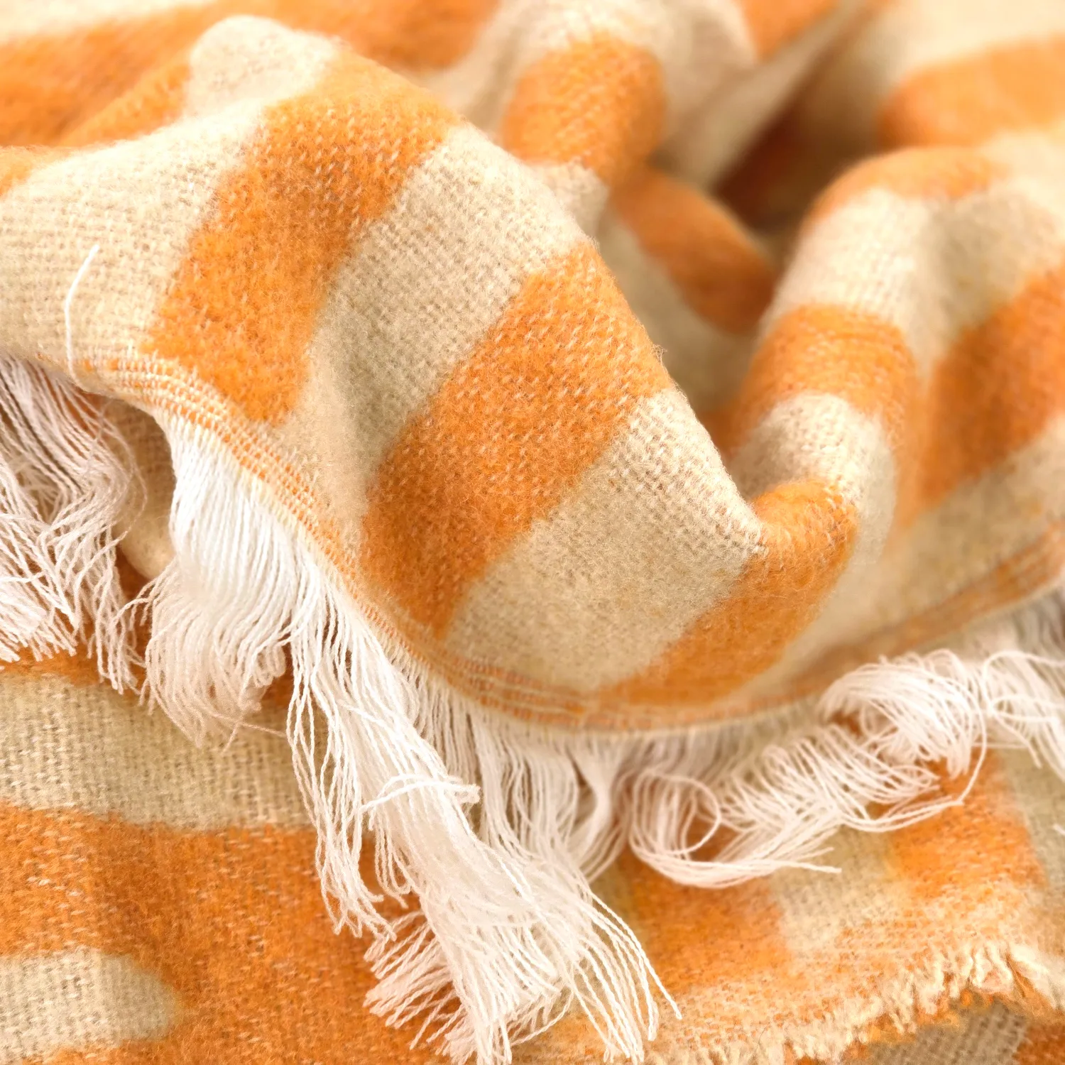 Throws - Wool blend throw - Melody (beige/orange)