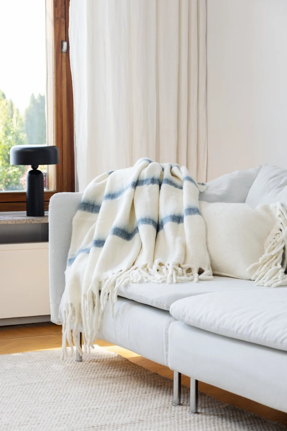 Throws - Plaid in wool mix - Miranda (blue)