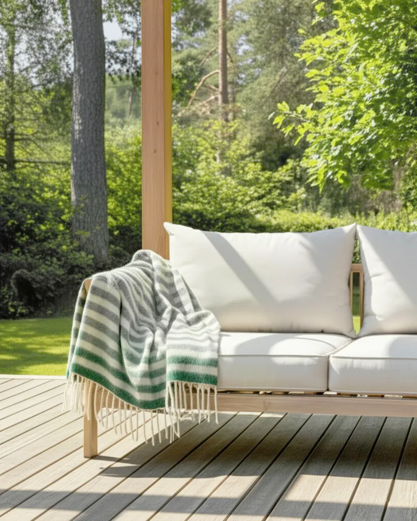 Throws - Plaid in wool mix - Monica (green)