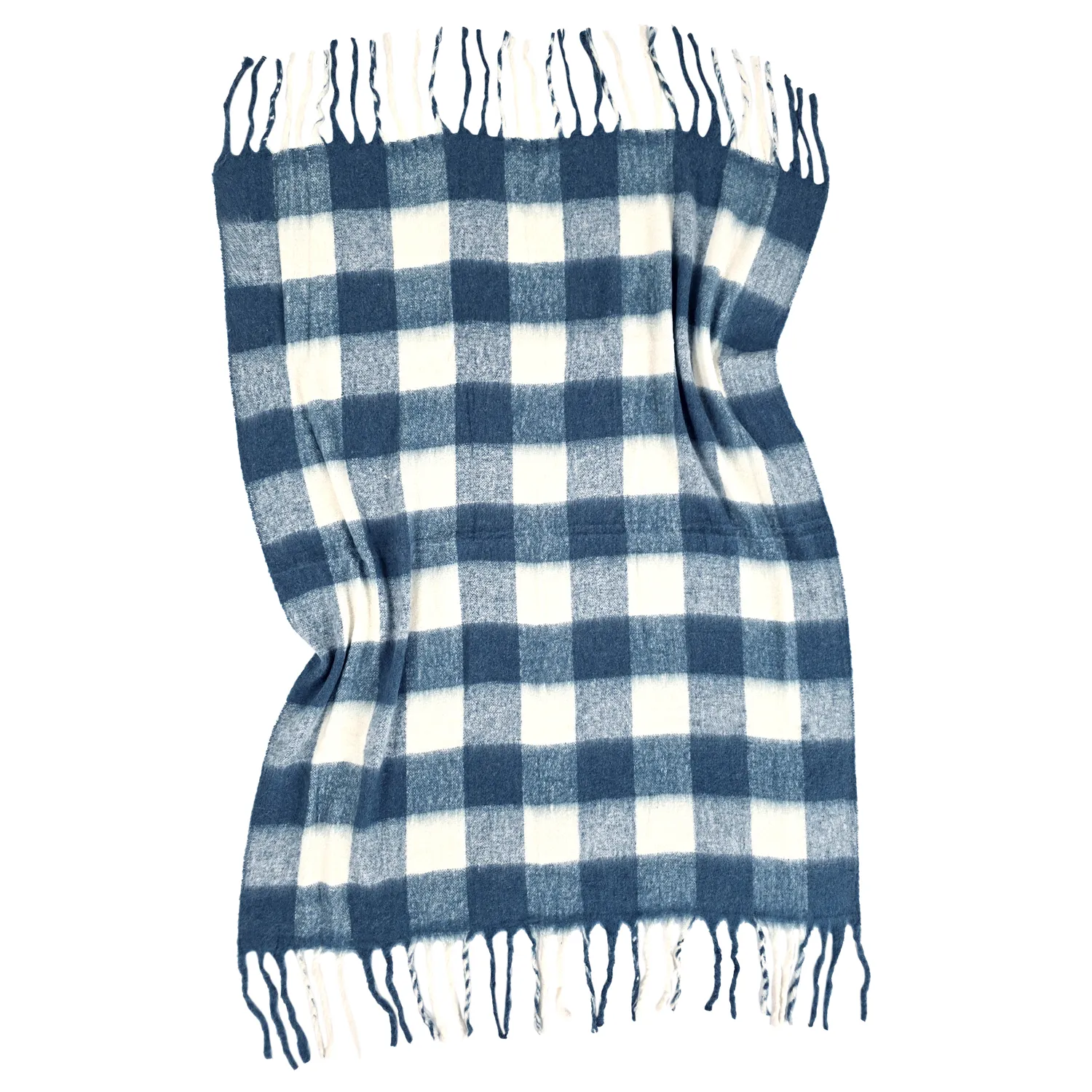 Throws - Plaid in wool mix - Phoebe (blue)