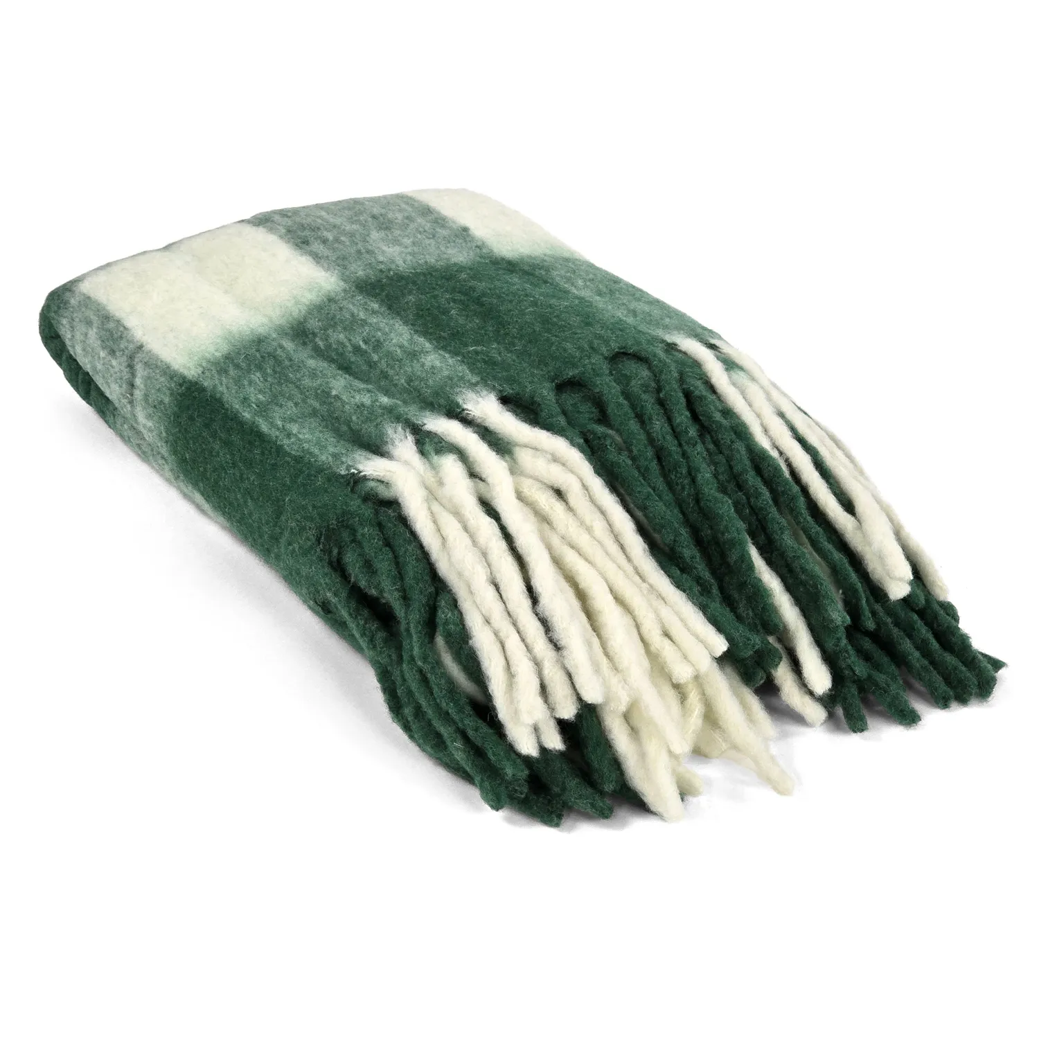 Throws - Plaid in wool mix - Phoebe (green)