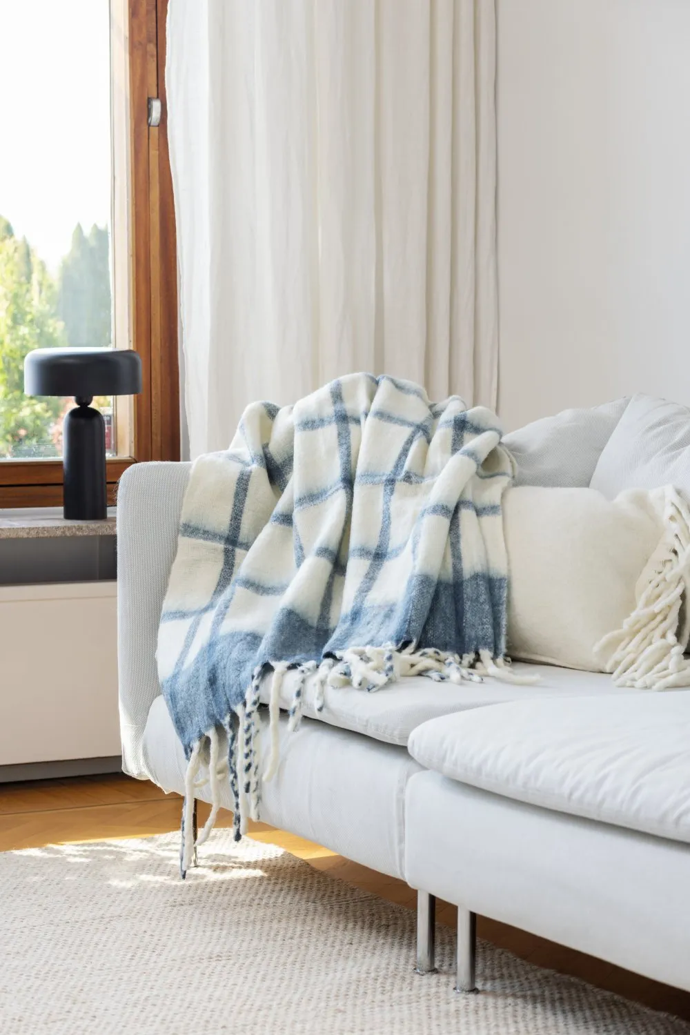 Throws - Plaid in wool mix - Rachel (blue)