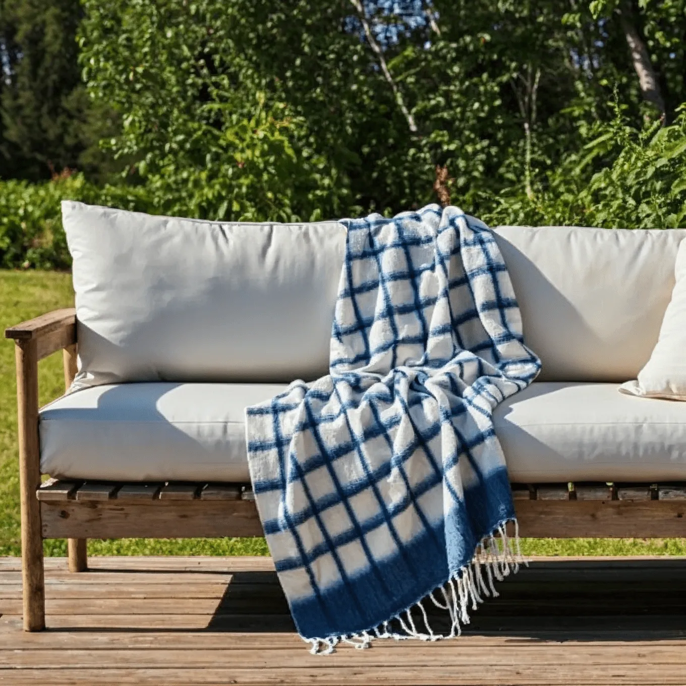 Throws - Plaid in wool mix - Rachel (blue)