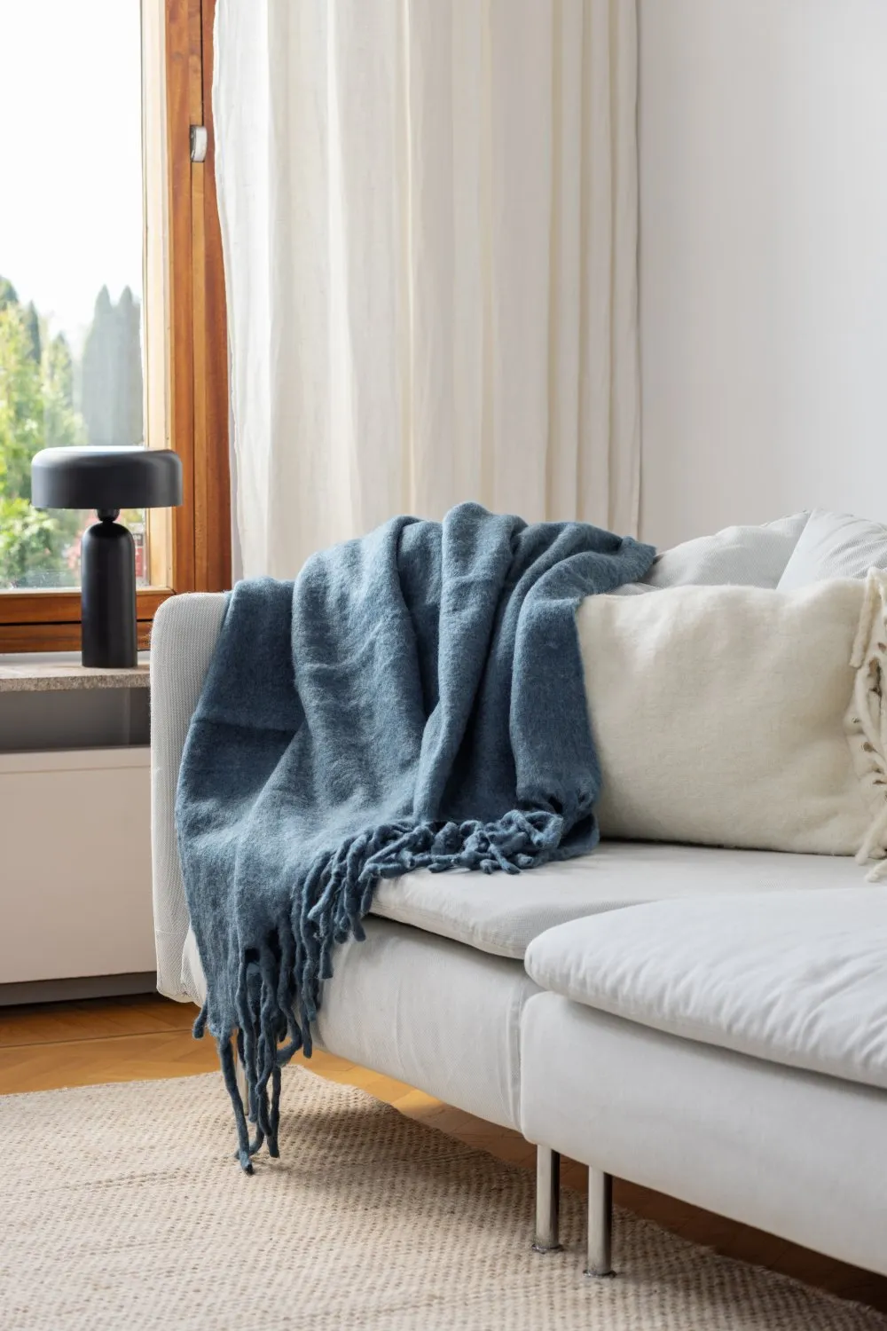 Throws - Plaid in wool mix - Samantha (blue)