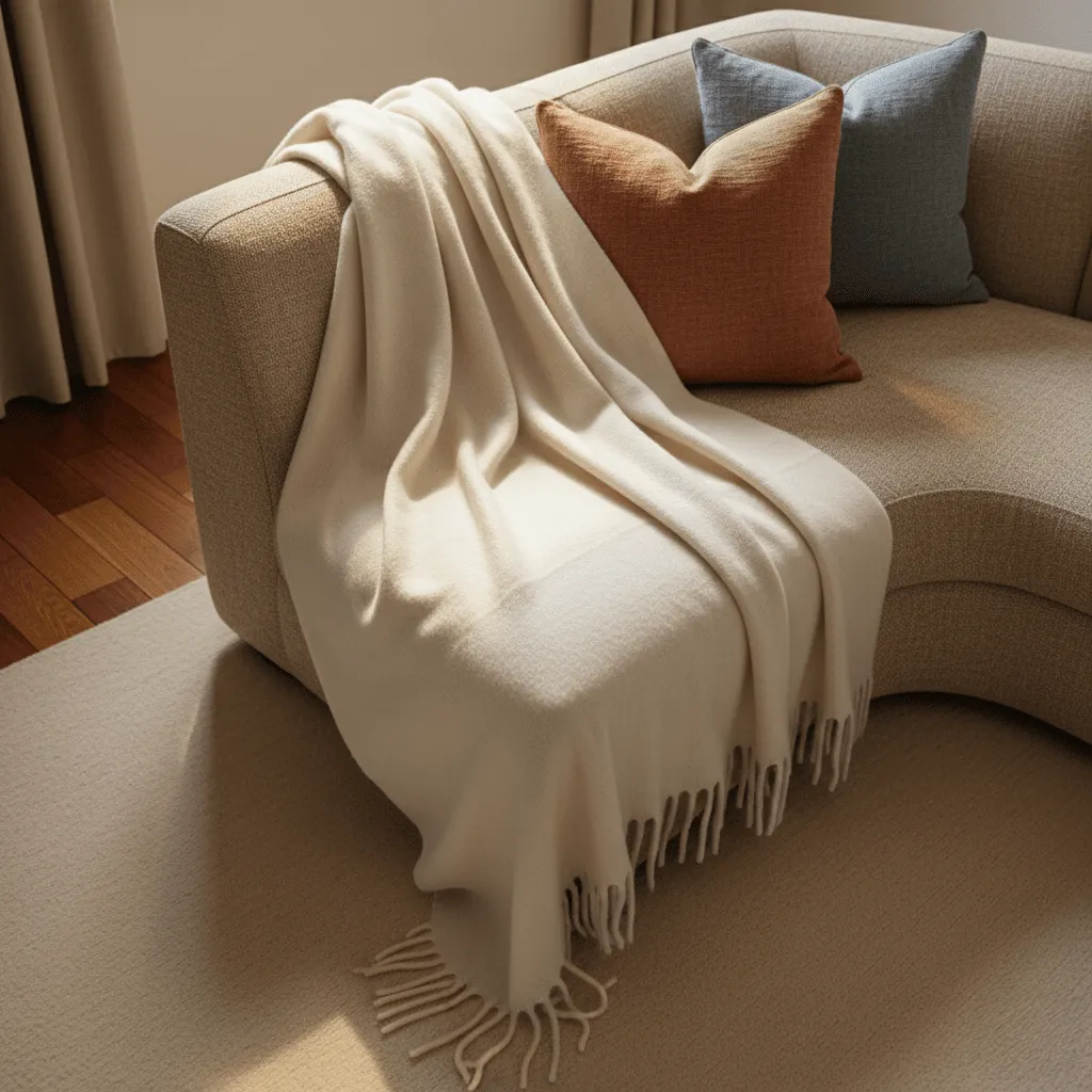 Throws - Plaid in wool mix - Samantha (offwhite)