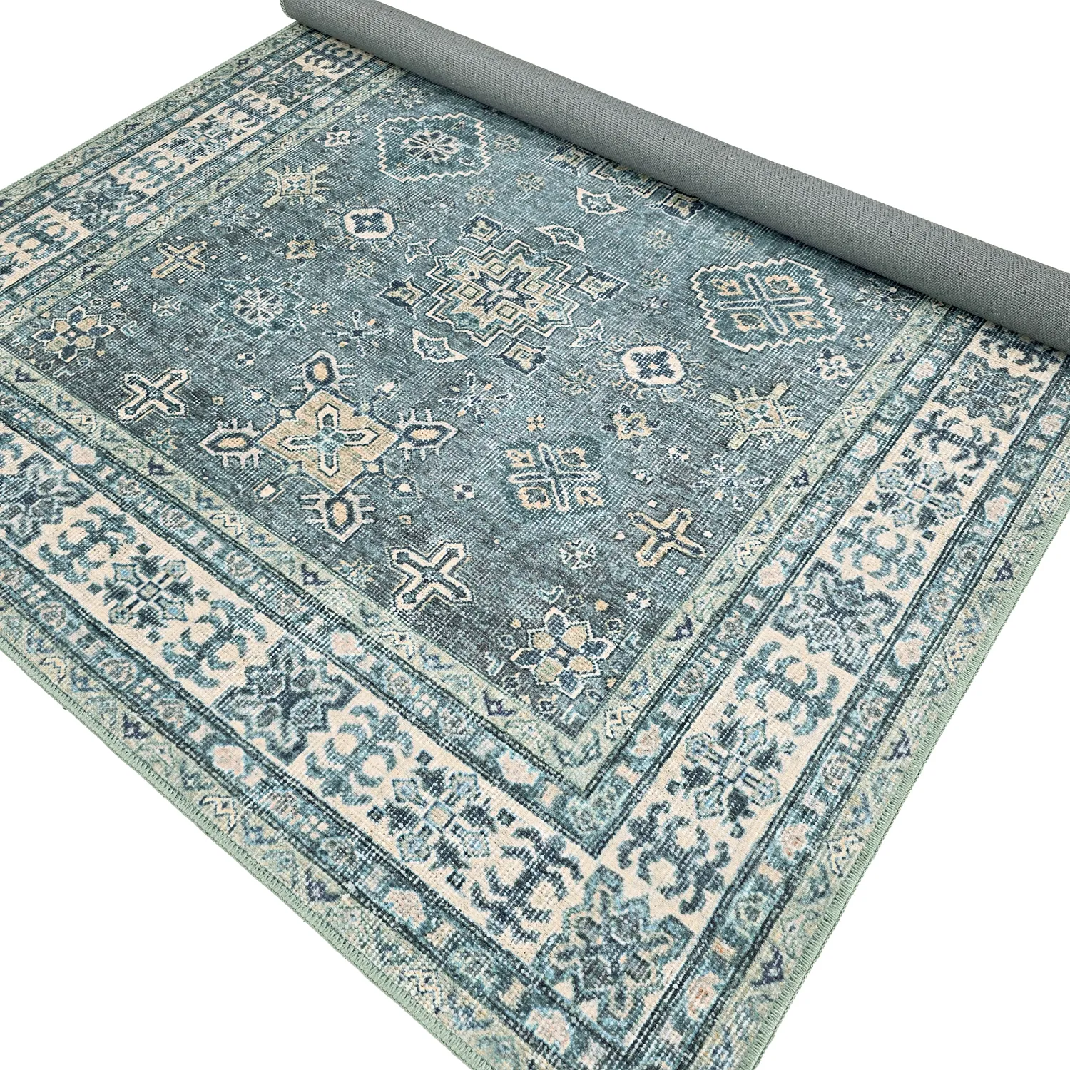Flatweave rug - Benaluna (blue/green)
