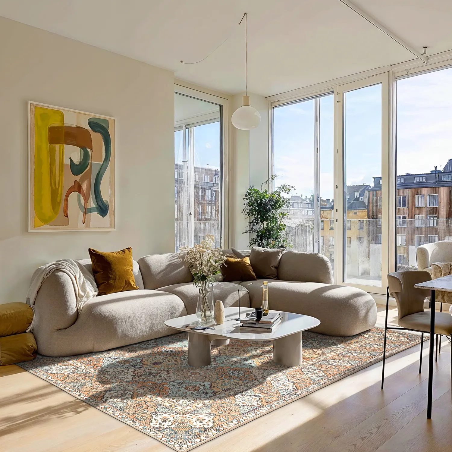 Flatweave rug - Berelina (beige/multi)