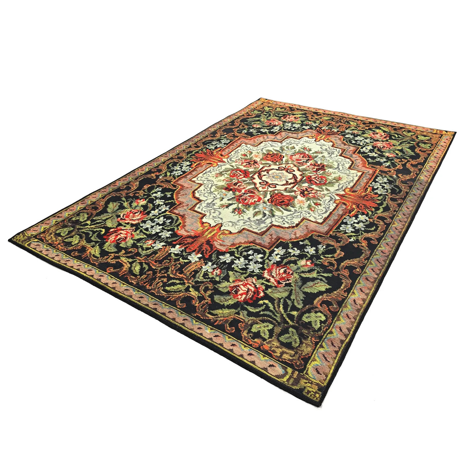 Flatweave rug - Masarida (black/multi)