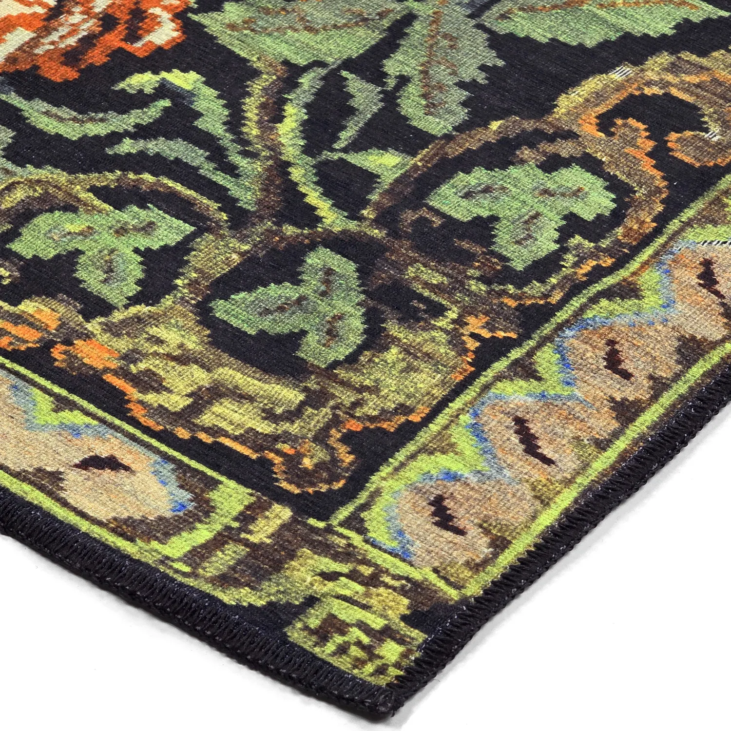 Flatweave rug - Masarida (black/multi)