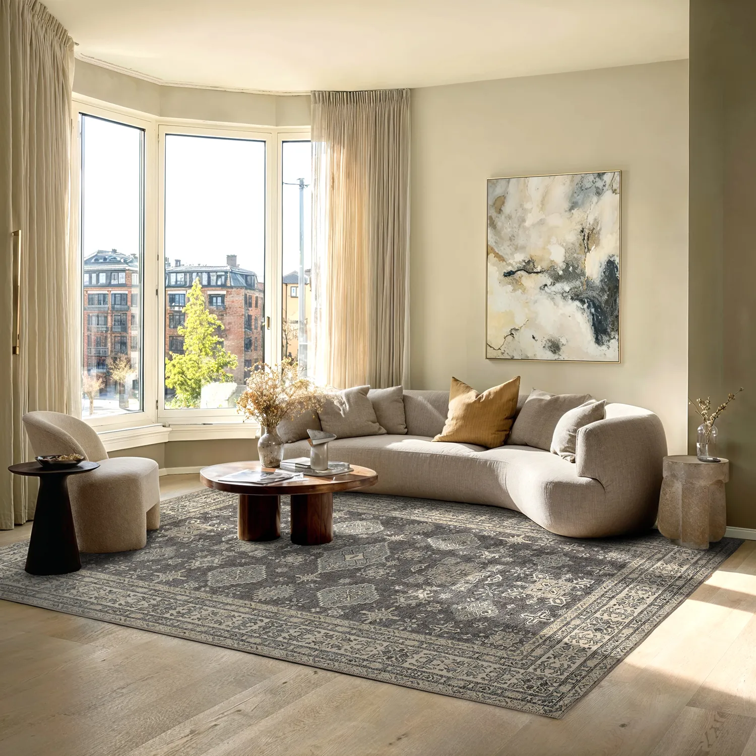 Flatweave rug - Zuleina (dark grey)