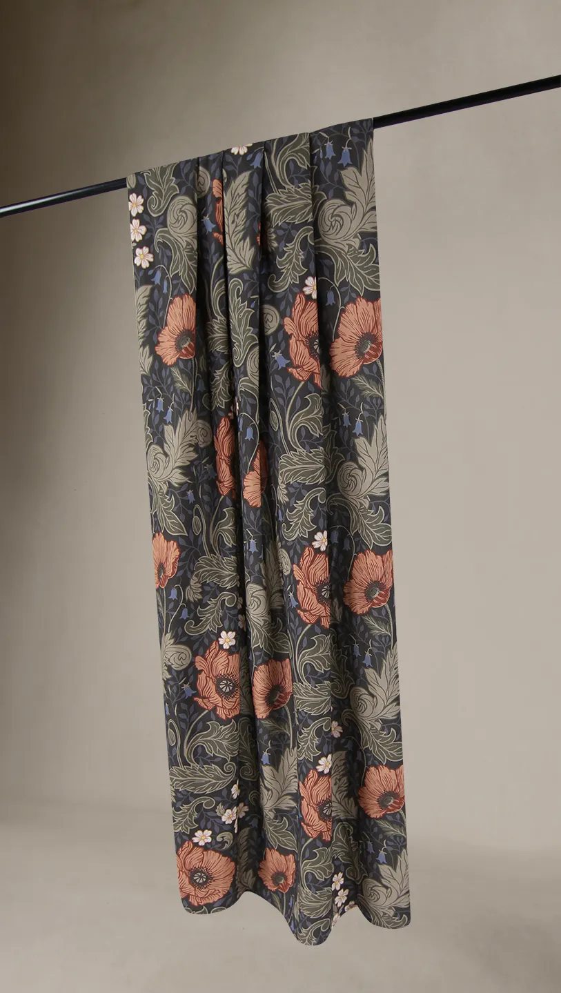Cotton curtain - Poppy (black)