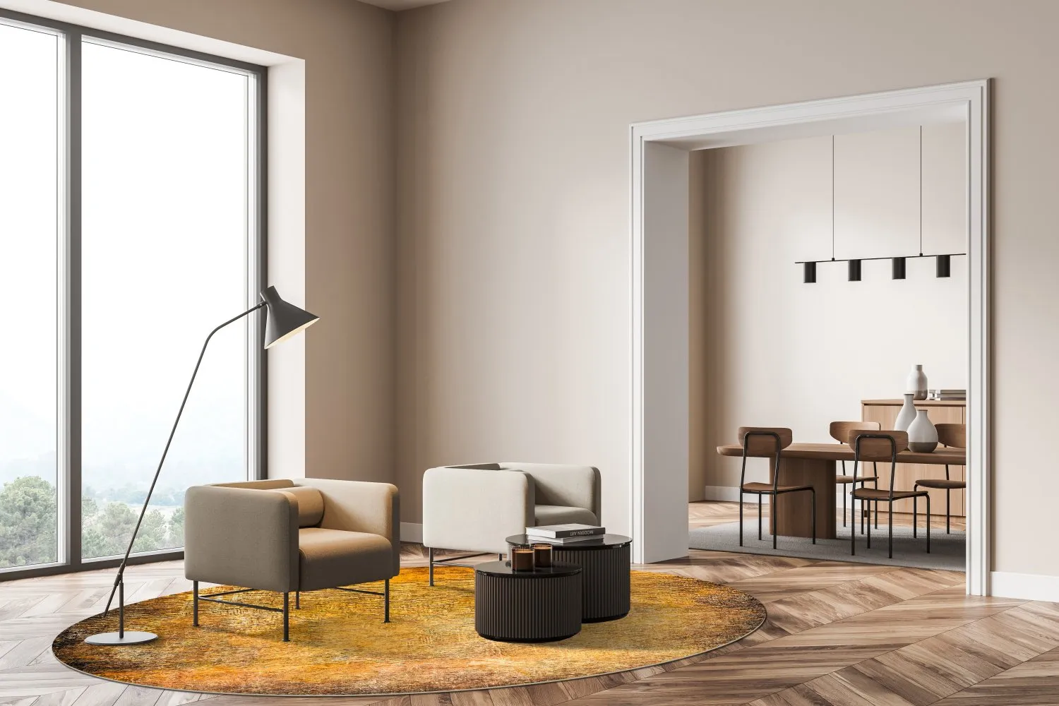 Round rug - Minde (gold)