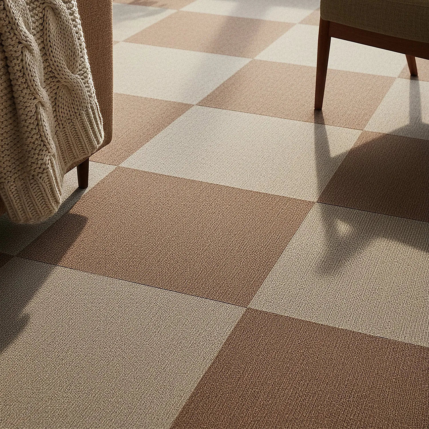 Wall-to-wall carpet - Almeria Carpet tiles 24 pcs (brown)