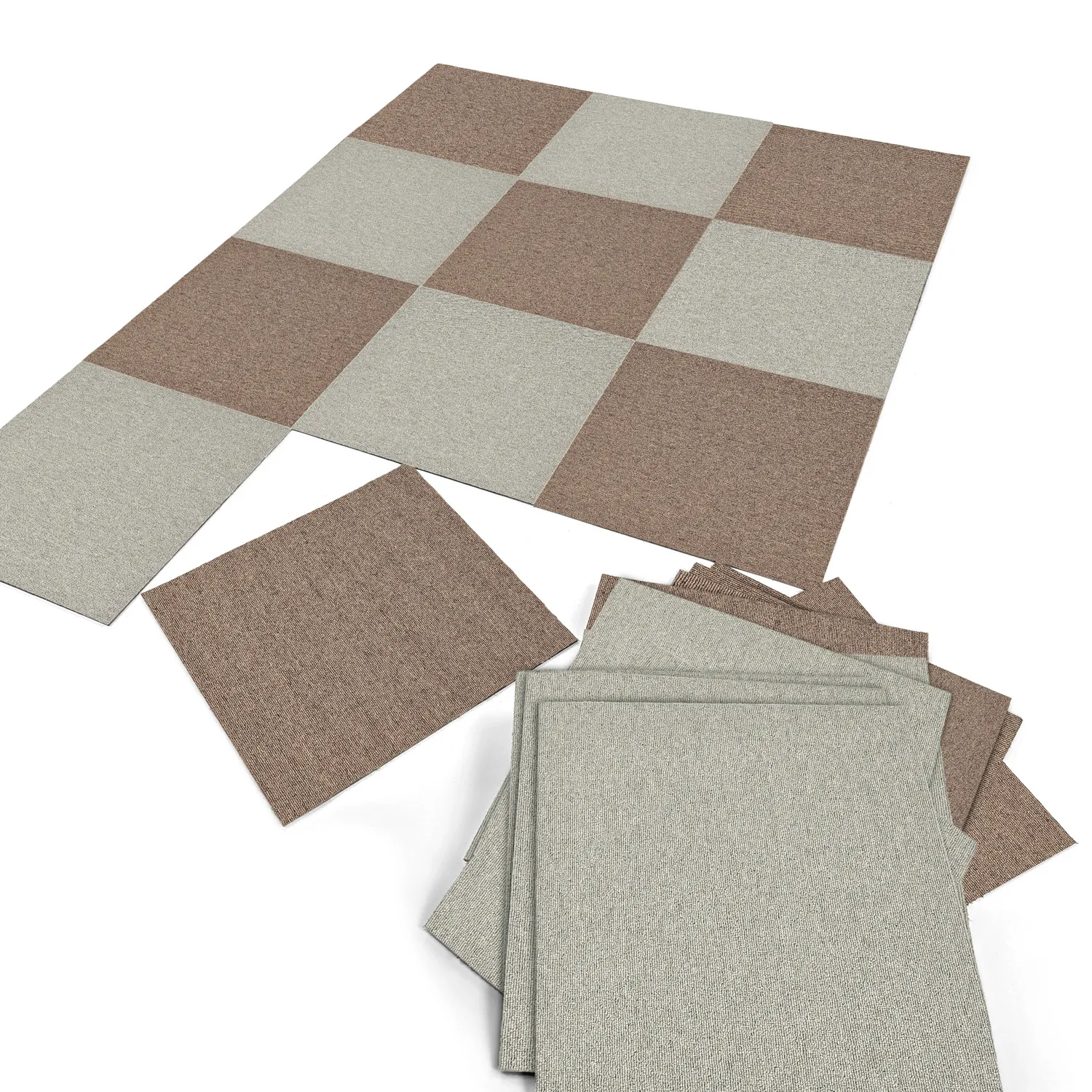Wall-to-wall carpet - Almeria Carpet tiles 24 pcs (brown)
