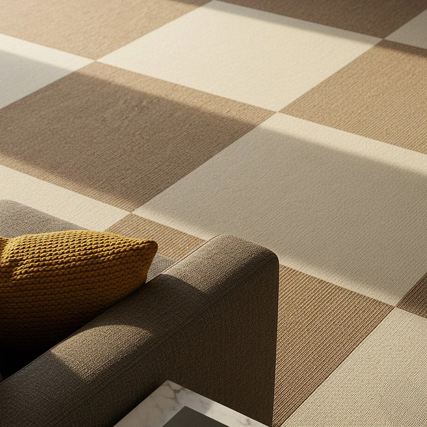 Wall-to-wall carpet - Almeria Carpet tiles 24 pcs (cream)