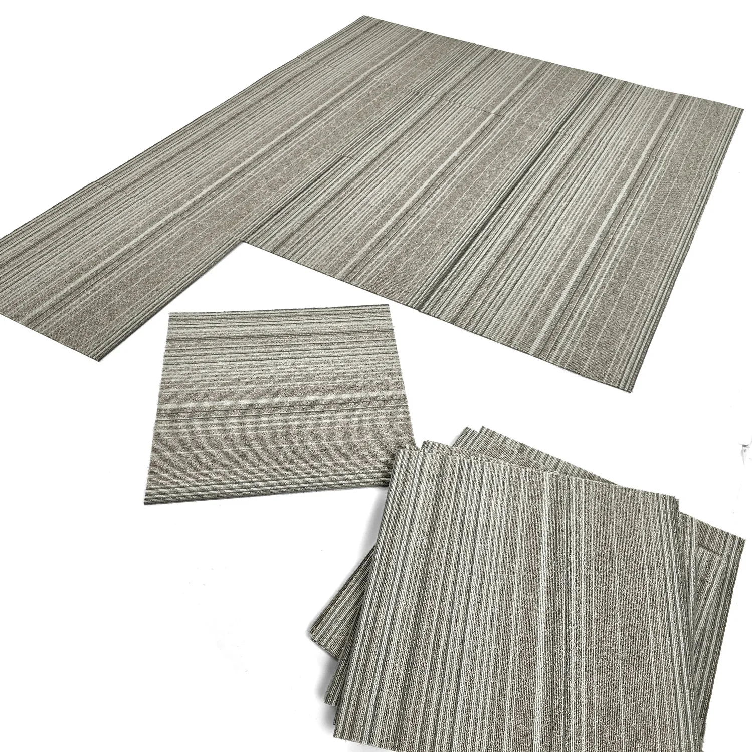 Wall-to-wall carpet - Almeria Carpet tiles 24 pcs (irregularly striped grey)