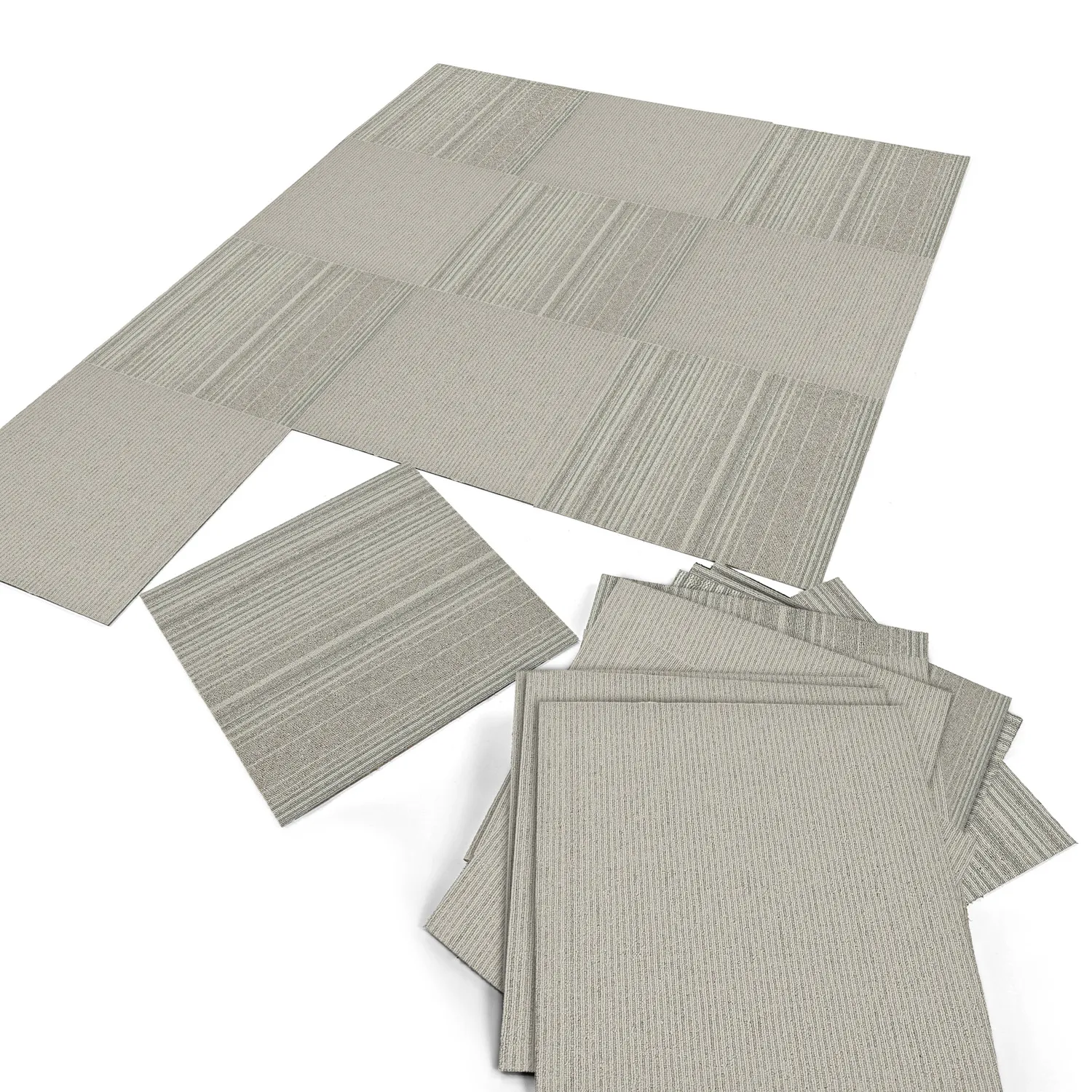 Wall-to-wall carpet - Almeria Carpet tiles 24 pcs (irregularly striped grey)