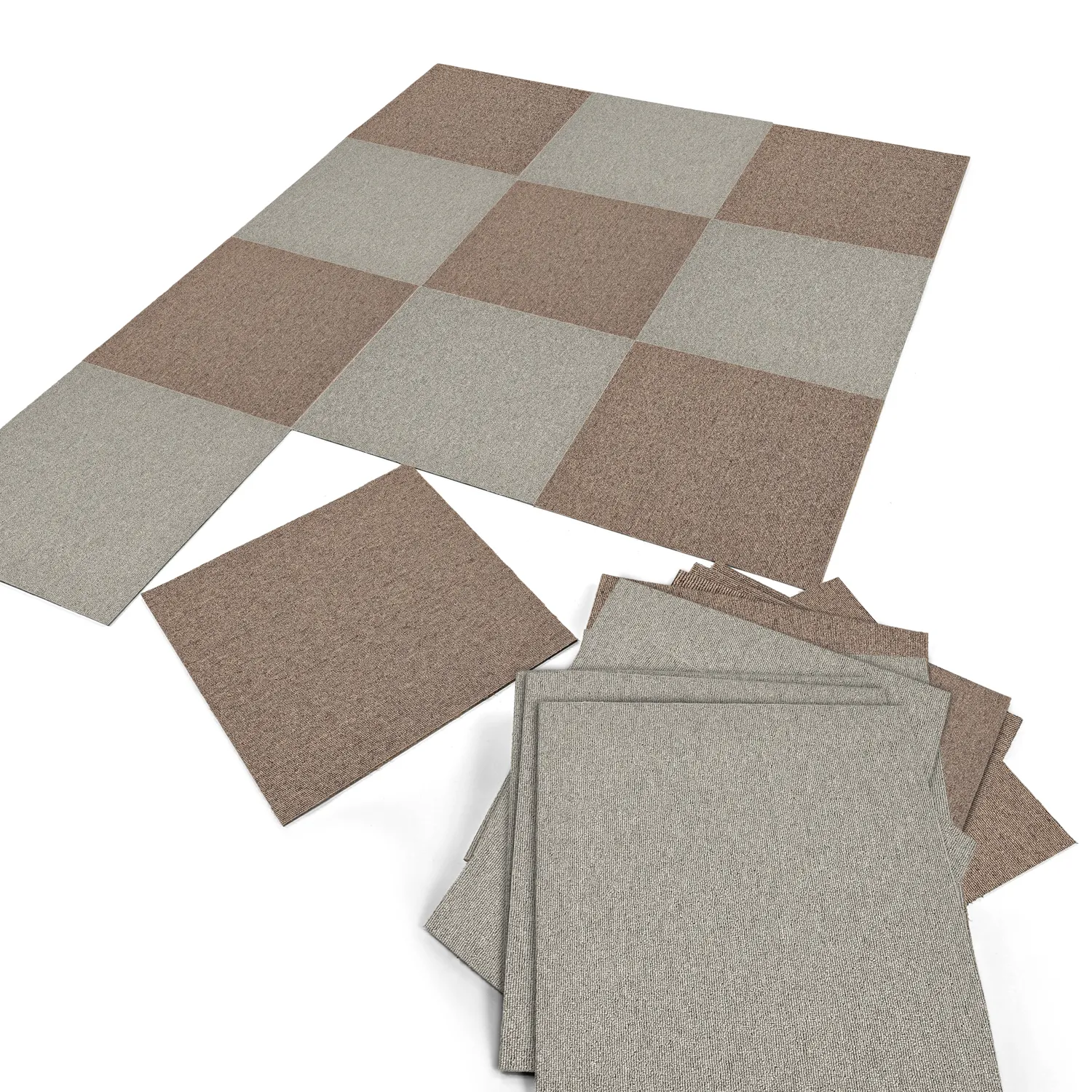 Wall-to-wall carpet - Almeria Carpet tiles 24 pcs (grey)